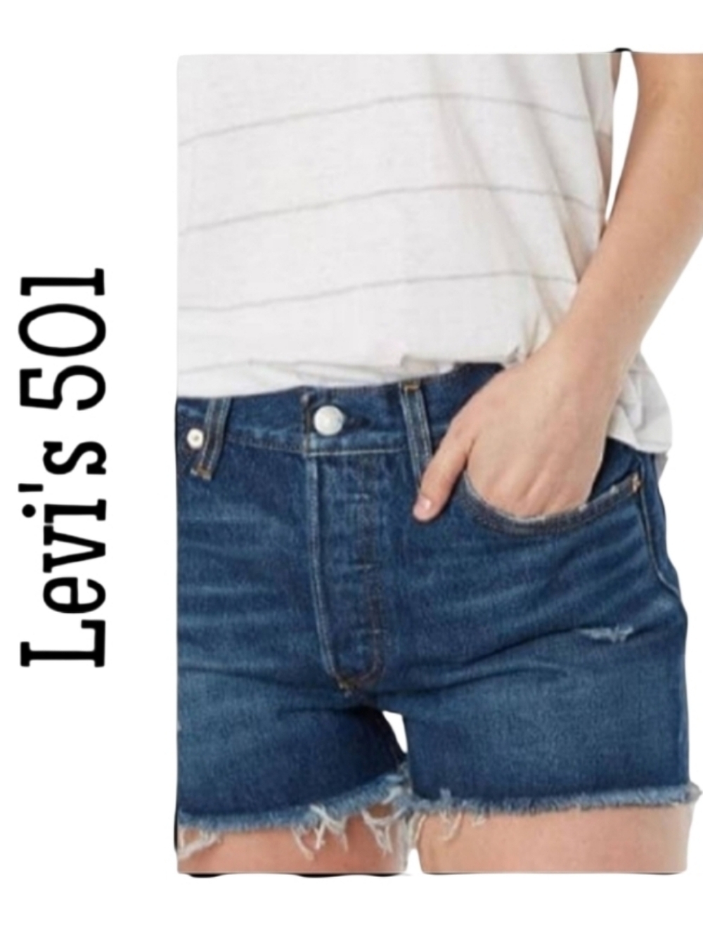 LEVI'S 501 Cut Off Denim Jean Shorts 28W.